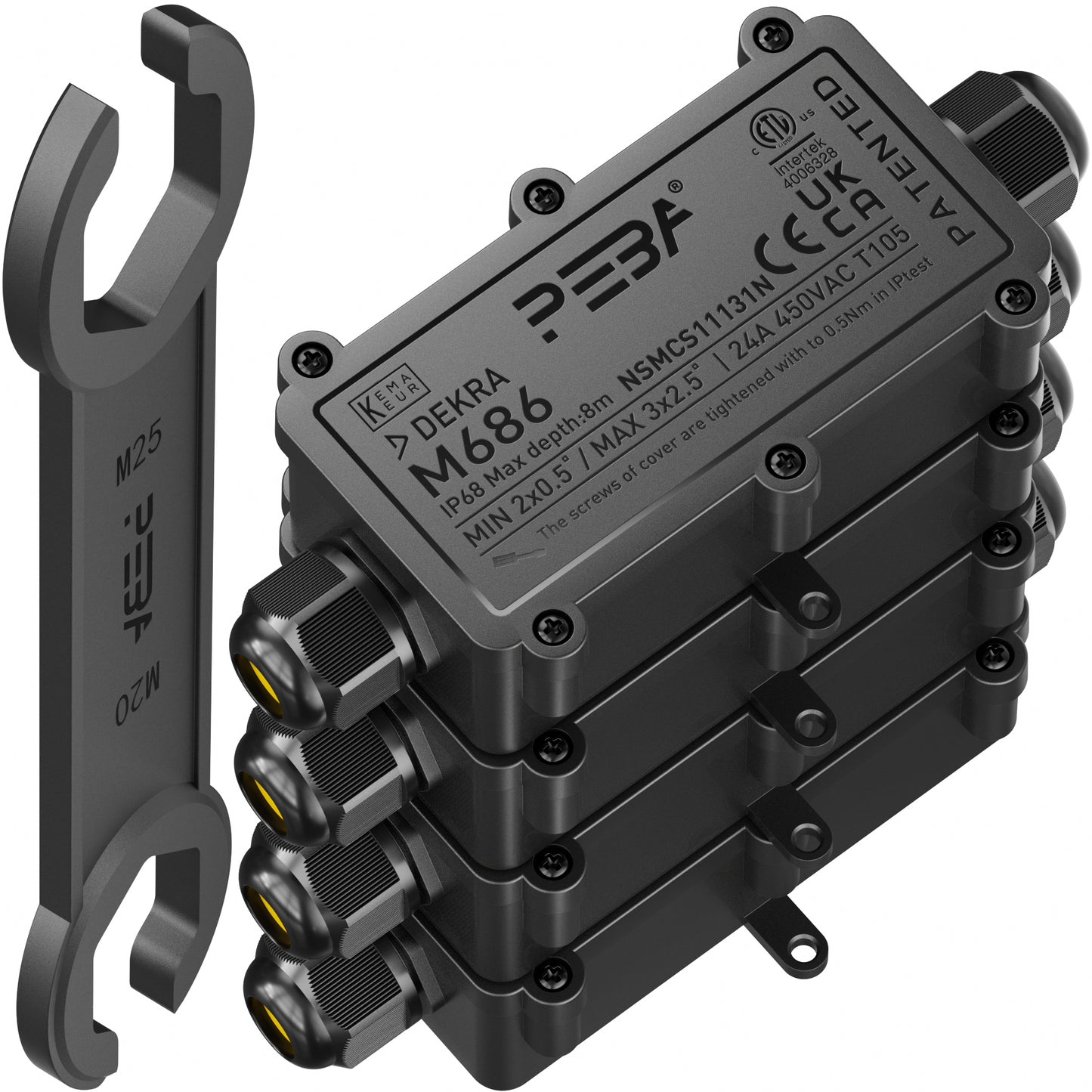 PEBA® Abzweigdose,Erdkabel Klemmdose Verbindungsdose, 2 Wege Junction Box, IP68 Wasserdichte Verteilerdose, Kabelverbinder Aussen, Elektrischer Außenverteilerdose, Kabeldurchmesser Ø 4mm-12mm, schwarz