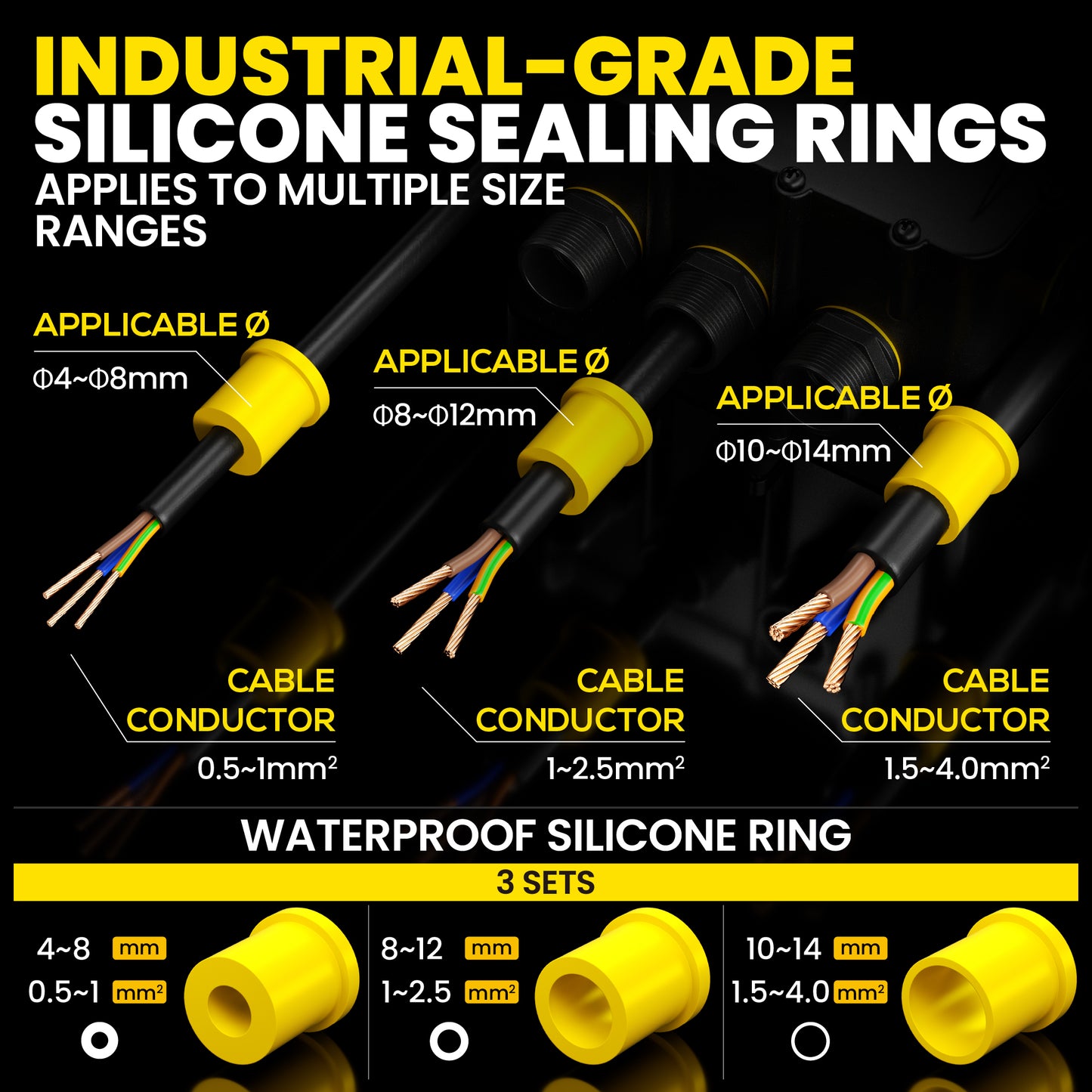 PEBA® Abzweigdose IP68, Erdkabel Klemmdose Verbindungsdose, Übergroße 9 Wege Junction Box, Klemmkasten, Wasserdichte Kabelverbinder, Aufputz Verteilerdose Außen Wasserdicht, für 4-14 mm Kabel, Schwarz