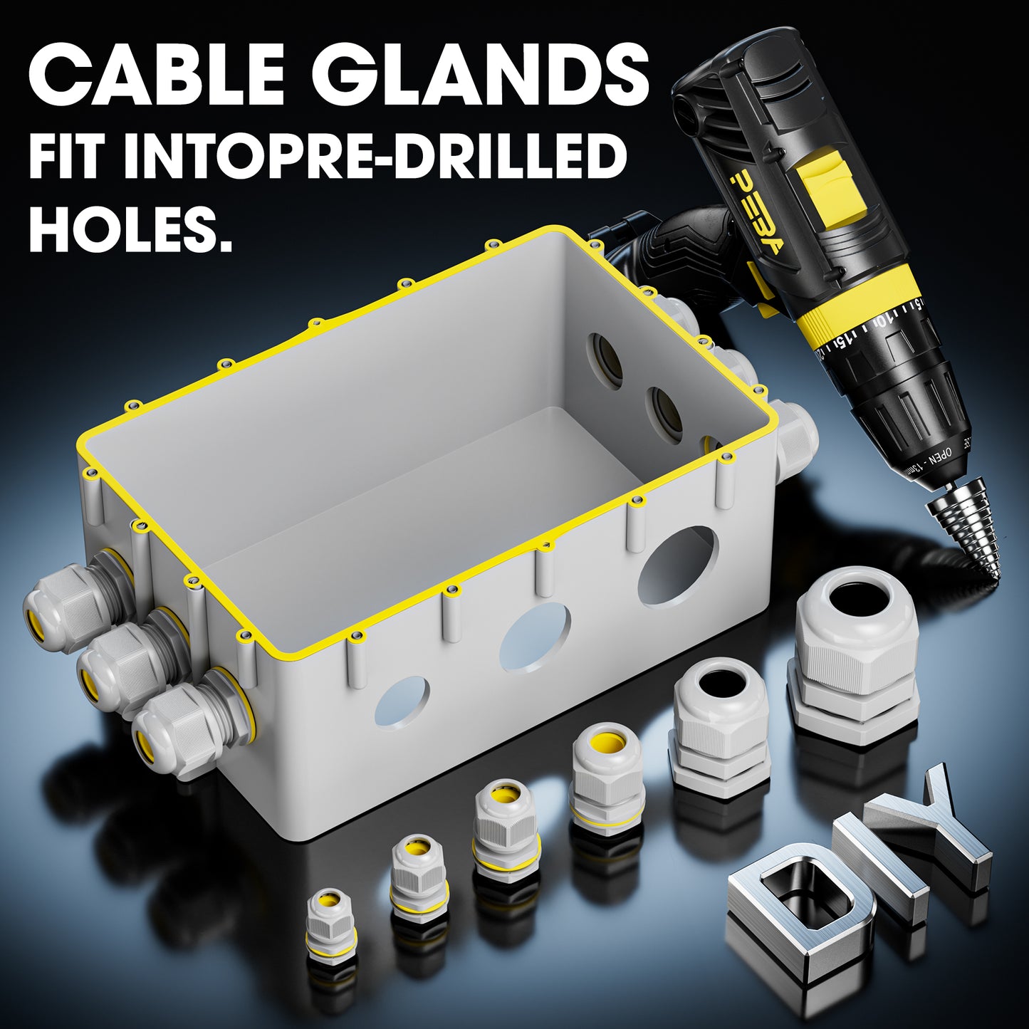 Presse-étoupe PEBA®, presse-étoupes étanches M25 x 1,5 IP68 avec écrou de blocage en plastique, connecteur de câble PG19 réglable pour 4 mm-14 mm, joints de presse-étoupes (gris)