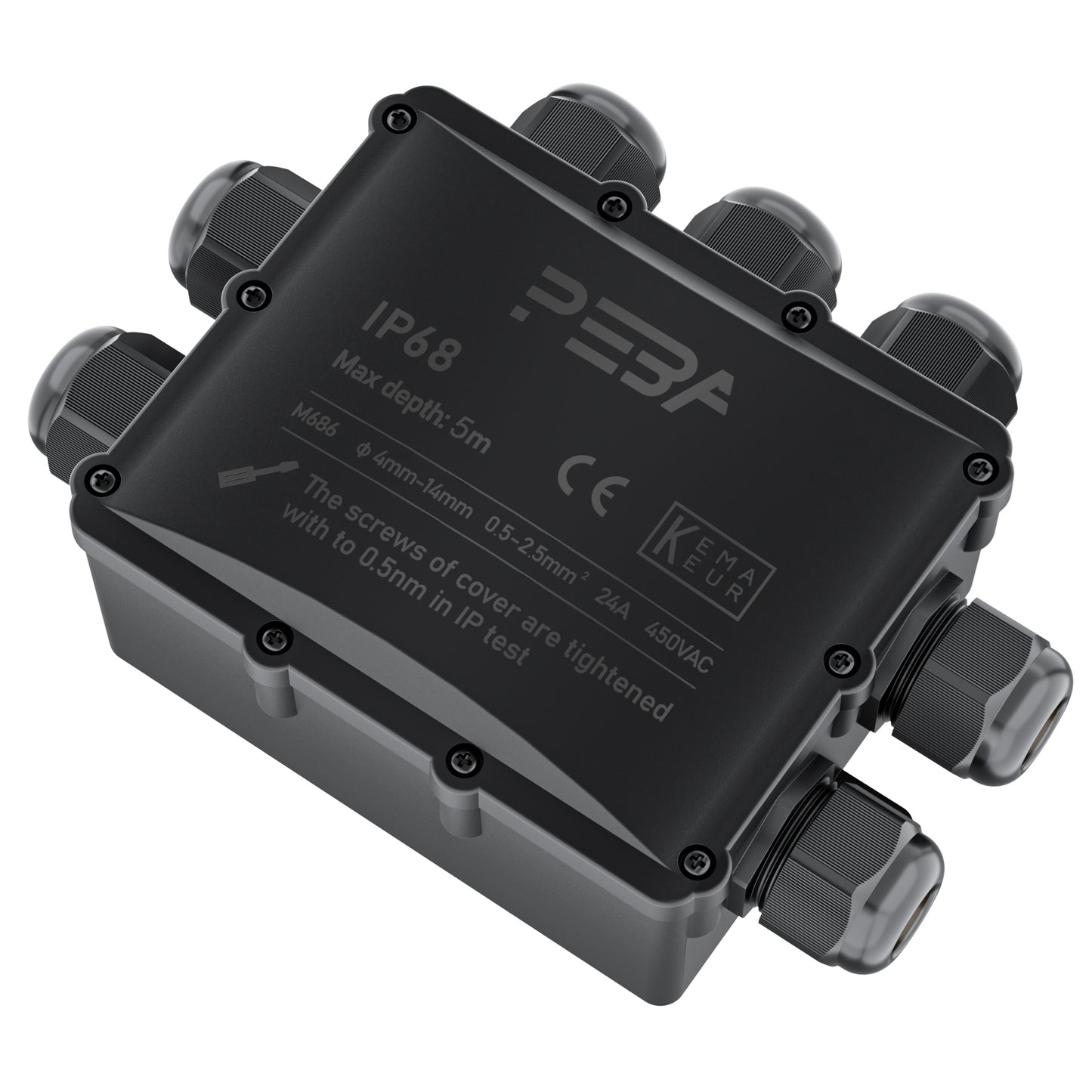 PEBA® boîte de jonction étanche câble souterrain connecteur de câble IP68 boîte de jonction prise distributeur extérieur Ø4mm-14mm câble pour jardin boîte de connexion extérieure 7 voies noir