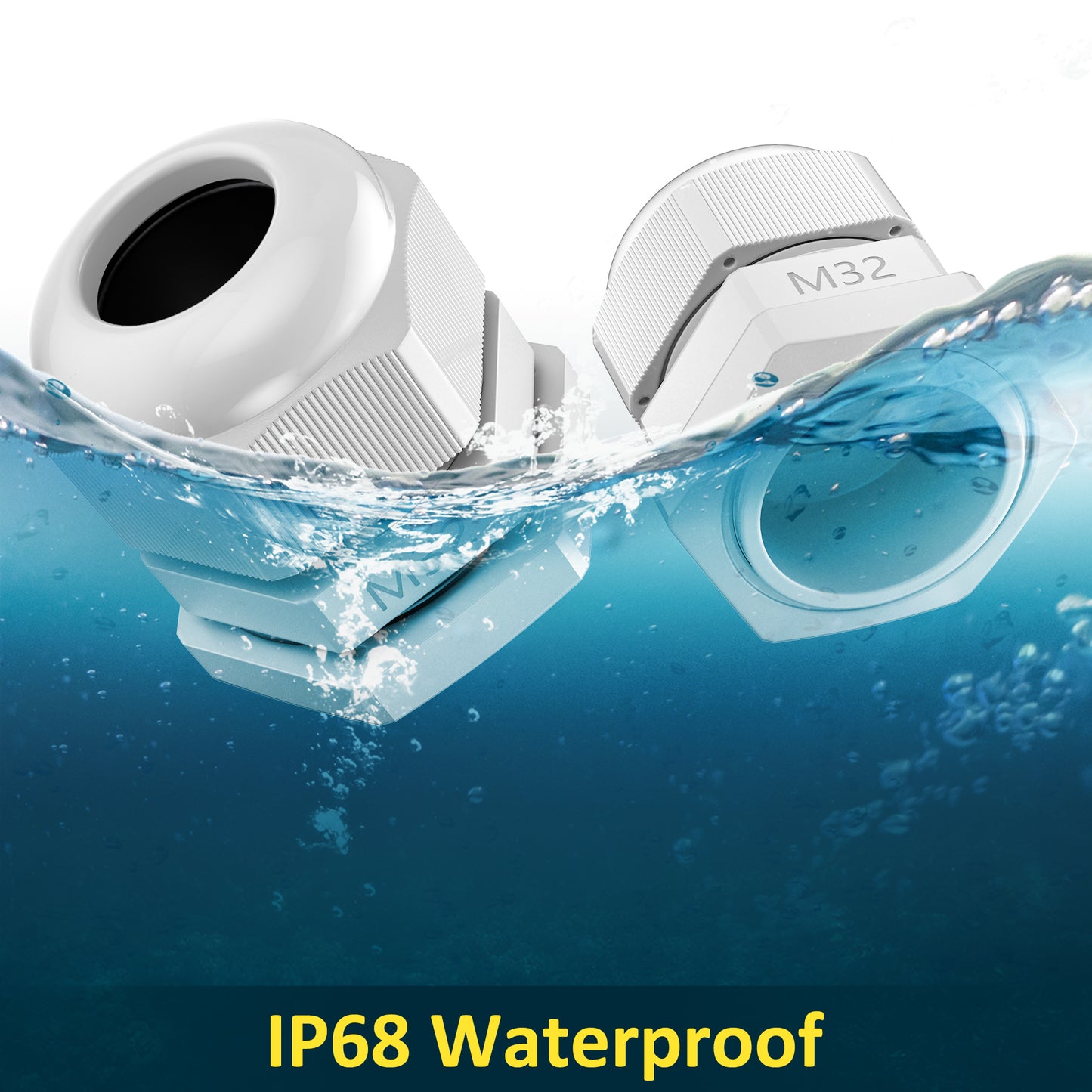 PEBA® Kabelverschraubung M32 x 1,5 Wasserdicht Kabeldurchführung, IP68 Kabelverschraubungen Set mit Gegenmutter Kunststoff, Kabeleinführung Verstellbare für 16-21mm, Gummitülle Kabeldurchführung Grau