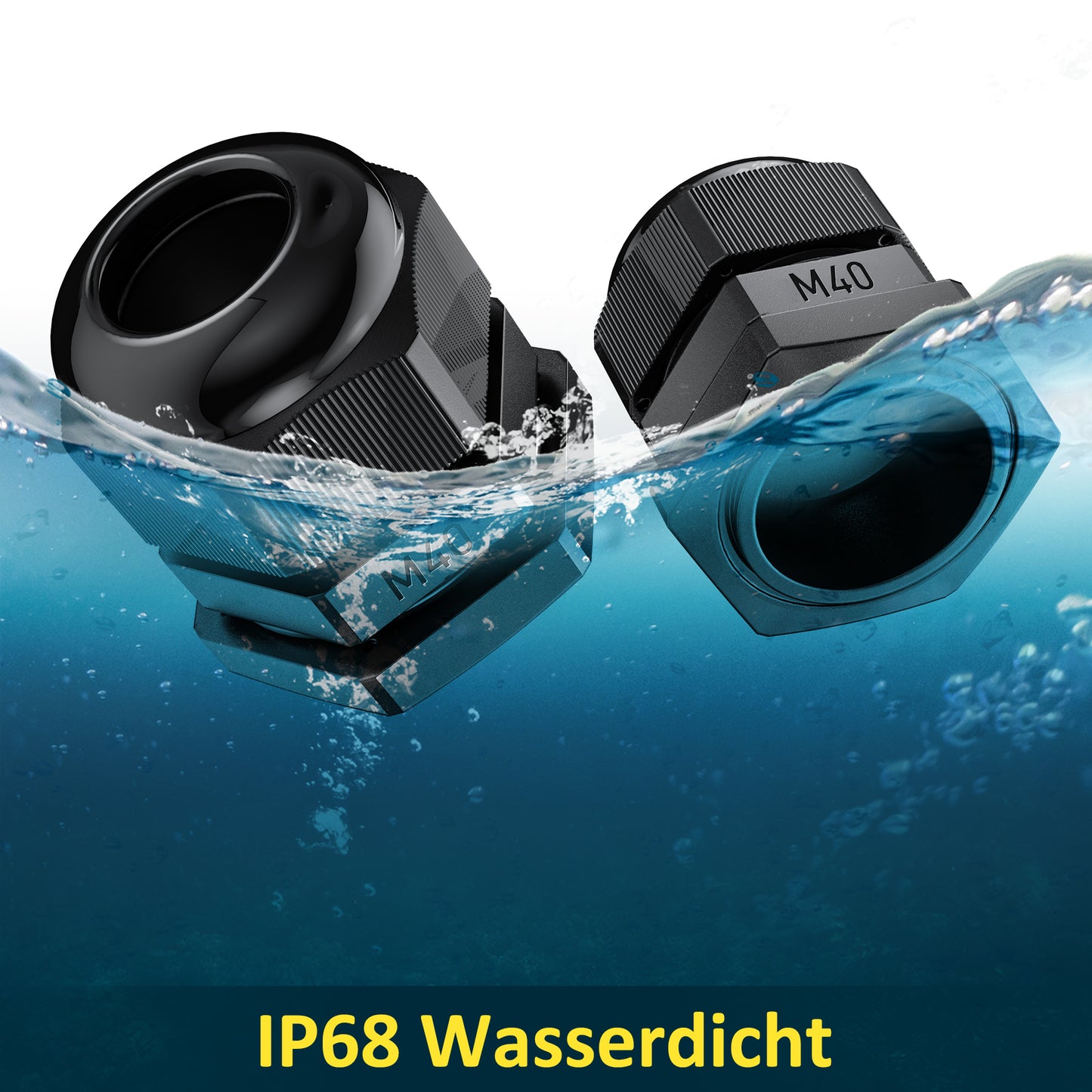 PEBA® Kabelverschraubung M40 x 1,5 Wasserdicht Kabeldurchführung,IP68 Kabelverschraubungen Set mit Gegenmutter Kunststoff,Kabeleinführung Verstellbare für 22-32mm,Gummitülle Kabeldurchführung Schwarz