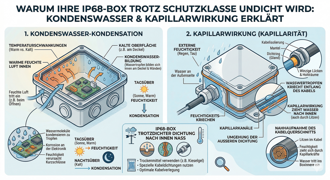 Warum Ihre IP68-Wasserdichte Box trotzdem undicht wird: Kondenswasser & Kapillarwirkung erklärt
