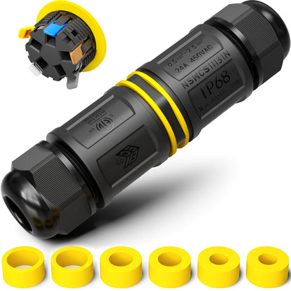 PEBA® Kabelverbinder Wasserdicht IP68 Verbindungsbox Verbindungsmuffe 5-polig für Ø4-14mm Kabeldurchmesser, Verteilerdose außen, 5-Leiter, Verbindungsklemme mit Hebel für Outdoor, Abzweigdose