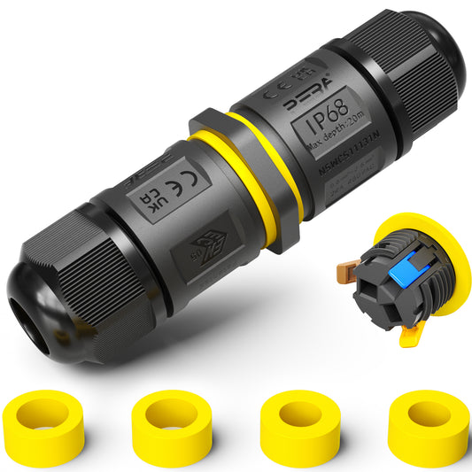 PEBA® Kabelverbinder Wasserdicht IP68 Verbindungsbox Verbindungsmuffe 3-polig für Ø4-12mm Kabeldurchmesser, Verteilerdose außen, 3-Leiter, Verbindungsklemme mit Hebel für Outdoor, Abzweigdose