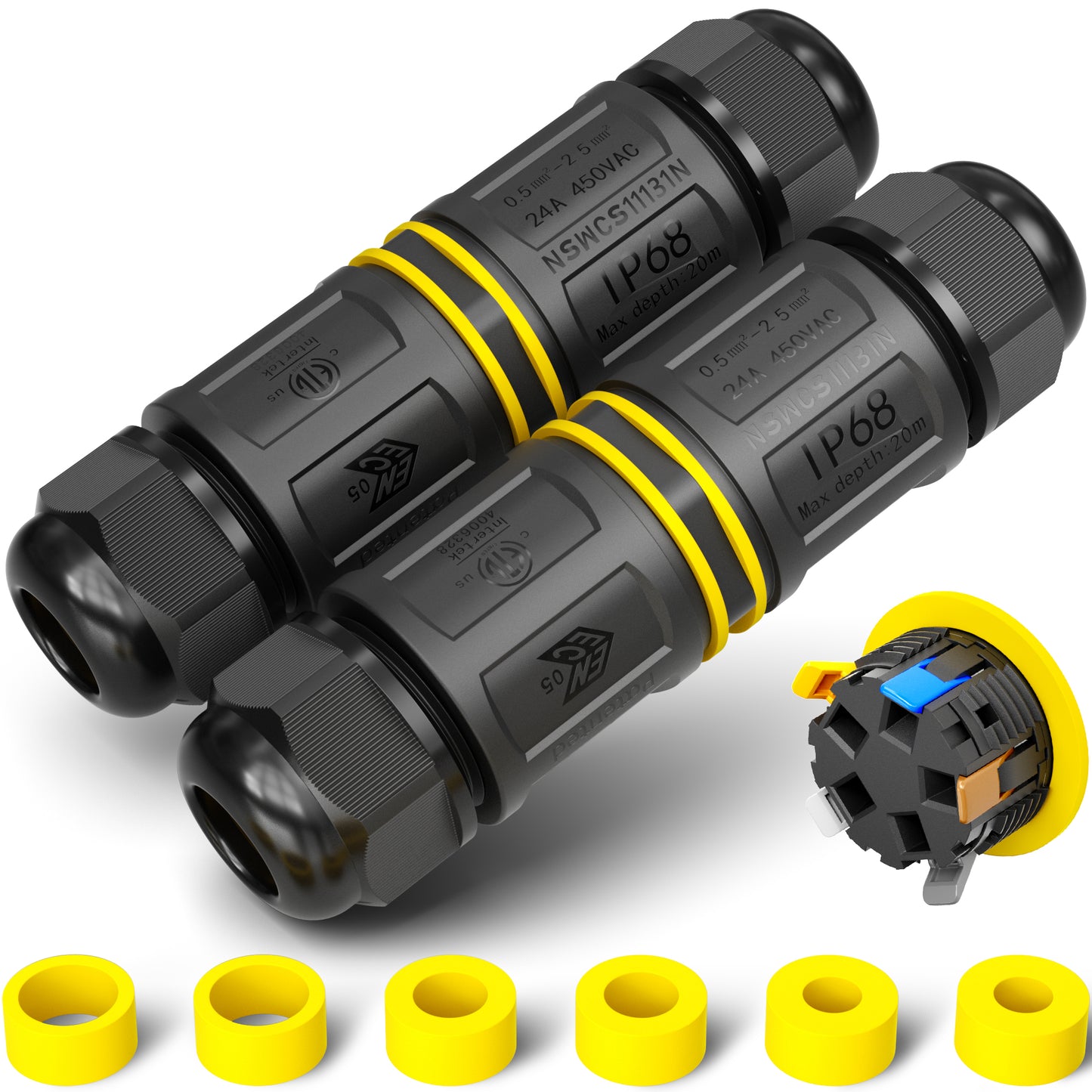 PEBA® Kabelverbinder Wasserdicht IP68 Verbindungsbox Verbindungsmuffe 5-polig für Ø4-14mm Kabeldurchmesser, Verteilerdose außen, 5-Leiter, Verbindungsklemme mit Hebel für Outdoor, Abzweigdose