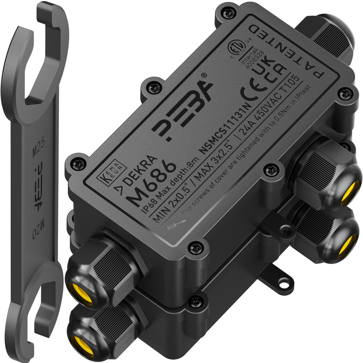 PEBA® Wasserdicht Abzweigdose Erdkabel Kabelverbinder IP68 Verteilerdose steckdose aussen verteiler Ø4mm-8mm und Ø8mm-12mm kabel für außen garten outdoor wasserdichte verbinder box 3-Wege Schwarz