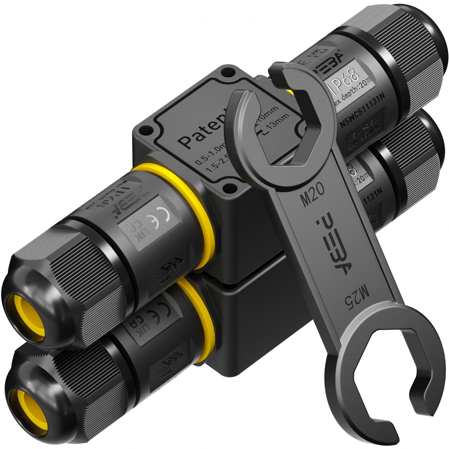 PEBA Kabelverbinder Wasserdicht 3 polig, 2-Wege IP68 Wasserdichte Kabelverbinder 4-12 mm Kabeldurchmesser, Verteilerdose außen, 3-Leiter, Verbindungsklemme mit Hebel für Outdoor, Abzweigdose Schwarz