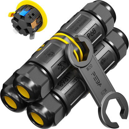 PEBA® Kabelverbinder Wasserdicht IP68 Verbindungsbox Verbindungsmuffe 5-polig für Ø4-14mm Kabeldurchmesser, Verteilerdose außen, 5-Leiter, Verbindungsklemme mit Hebel für Outdoor, Abzweigdose