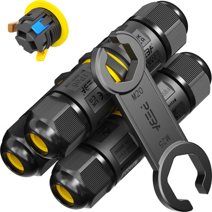 PEBA® Kabelverbinder Wasserdicht IP68 Verbindungsbox Verbindungsmuffe 3-polig für Ø4-12mm Kabeldurchmesser, Verteilerdose außen, 3-Leiter, Verbindungsklemme mit Hebel für Outdoor, Abzweigdose