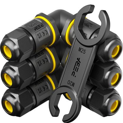 PEBA Kabelverbinder Wasserdicht Abzweigdose IP68 Verteilerdose Klemmdose für Aussen L-Form 3-polig für Ø4mm-12mm Kabeldurchmesser für Garten im Freienwasserdicht, Schwarz