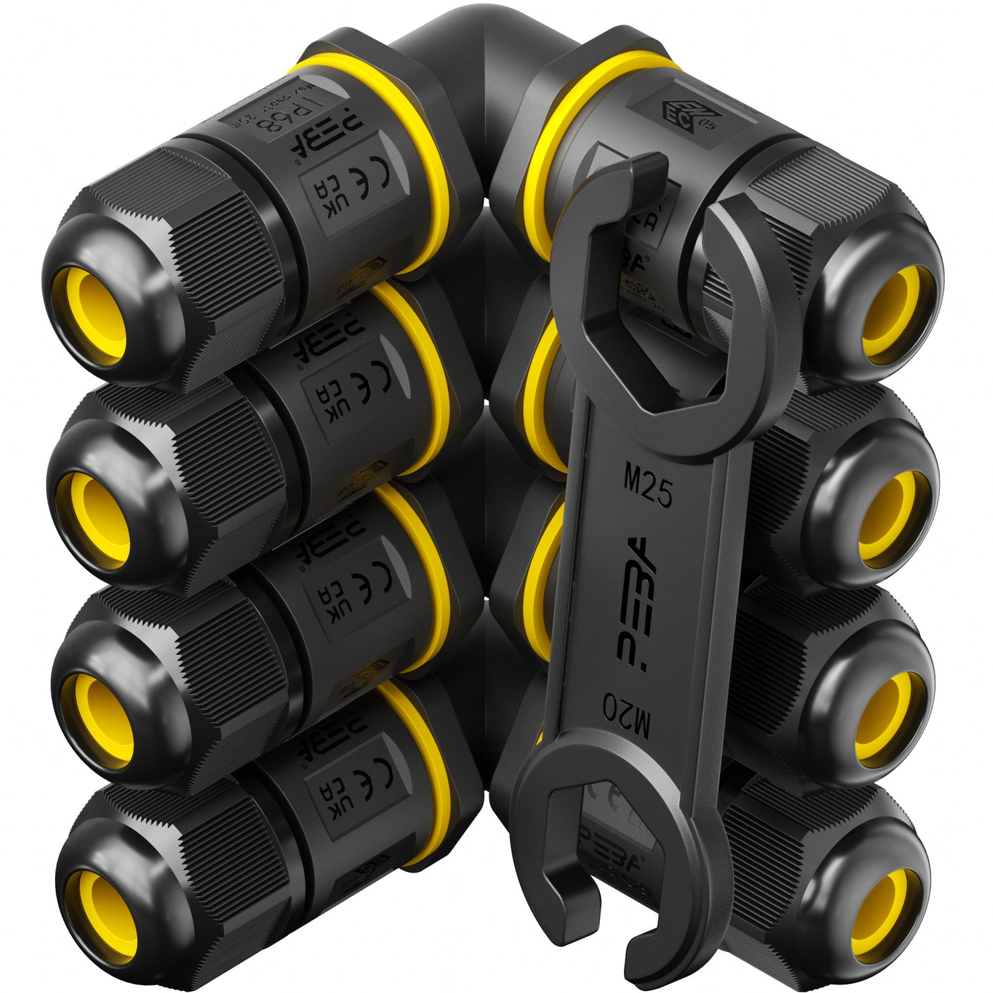 PEBA Kabelverbinder Wasserdicht Abzweigdose IP68 Verteilerdose Klemmdose für Aussen L-Form 3-polig für Ø4mm-12mm Kabeldurchmesser für Garten im Freienwasserdicht, Schwarz