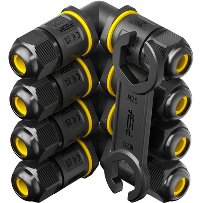 PEBA Kabelverbinder Wasserdicht Abzweigdose IP68 Verteilerdose Klemmdose für Aussen L-Form 3-polig für Ø4mm-12mm Kabeldurchmesser für Garten im Freienwasserdicht, Schwarz