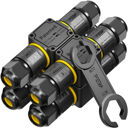 PEBA Kabelverbinder Wasserdicht 3 polig, 2-Wege IP68 Wasserdichte Kabelverbinder 4-12 mm Kabeldurchmesser, Verteilerdose außen, 3-Leiter, Verbindungsklemme mit Hebel für Outdoor, Abzweigdose Schwarz