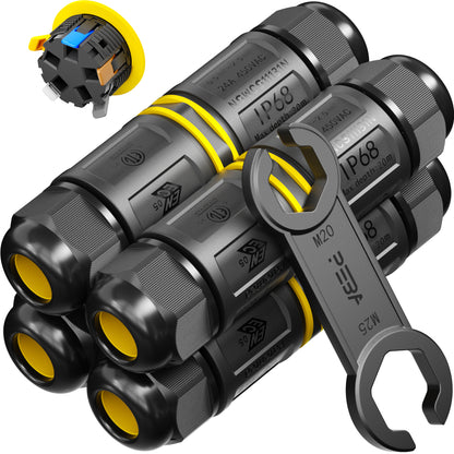 PEBA® Kabelverbinder Wasserdicht IP68 Verbindungsbox Verbindungsmuffe 5-polig für Ø4-14mm Kabeldurchmesser, Verteilerdose außen, 5-Leiter, Verbindungsklemme mit Hebel für Outdoor, Abzweigdose