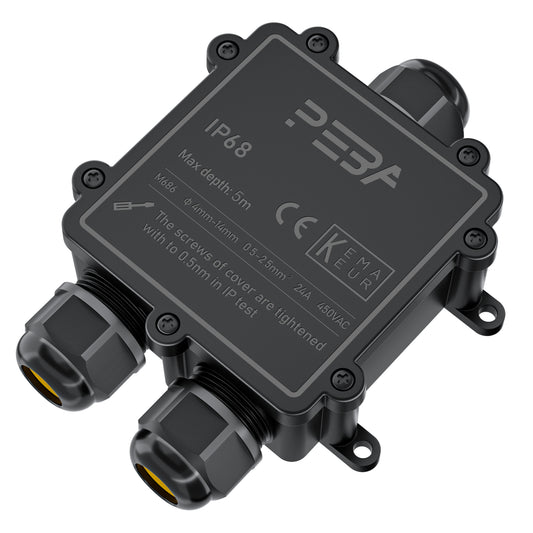 Boîte de jonction de câble étanche PEBA® IP68, connecteur de câble extérieur à 3 voies, connecteur de câble, boîte de jonction de câble étanche, boîtes de jonction, boîtes de jonction, connexion de câble pour diamètre de câble Ø4-14mm, noir