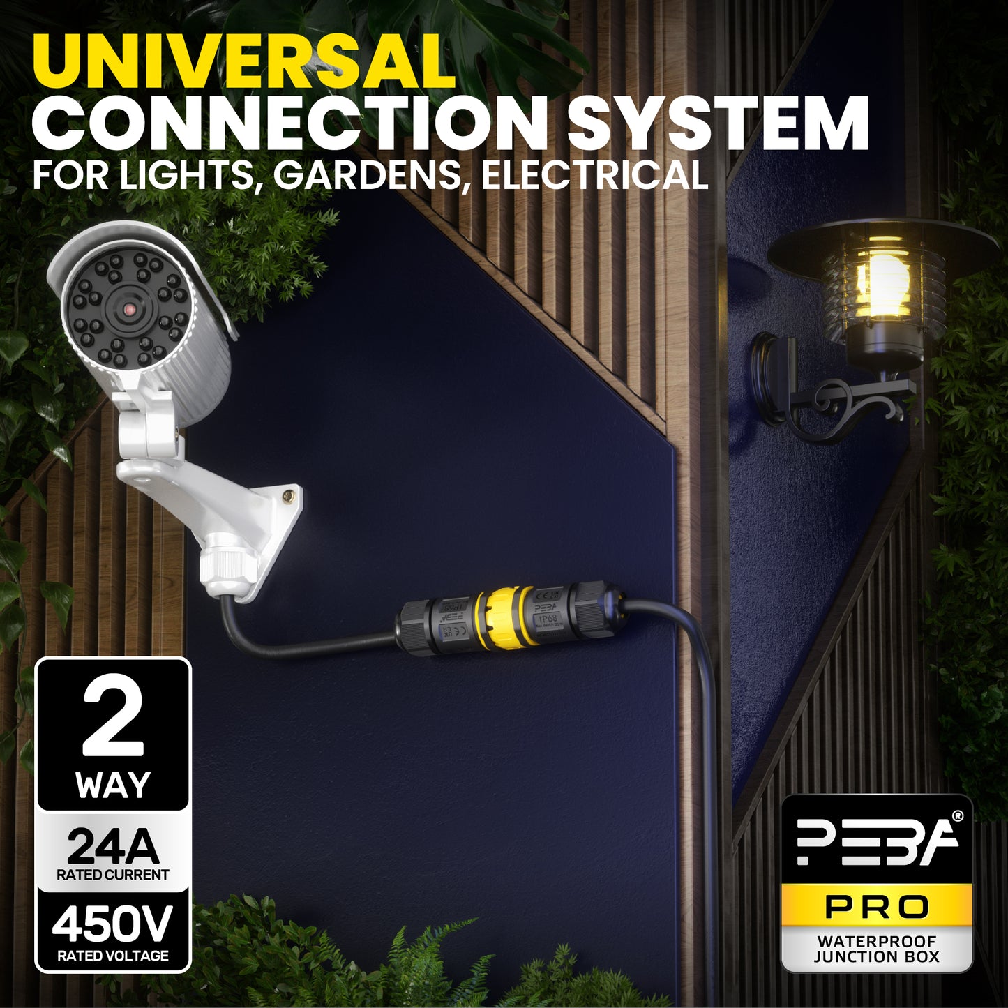 PEBA Kabelverbinder Wasserdicht 3 polig IP68 Steckbarer Wasserdichte Kabelverbinder, Kabelschnellverbinder mit Stecker und Buchse für 4-12mm, Verbindungsklemme mit Hebel, Schwarz