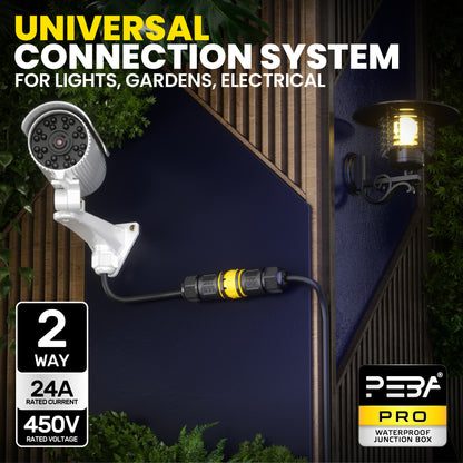 PEBA Kabelverbinder Wasserdicht 3 polig IP68 Steckbarer Wasserdichte Kabelverbinder, Kabelschnellverbinder mit Stecker und Buchse für 4-12mm, Verbindungsklemme mit Hebel, Schwarz