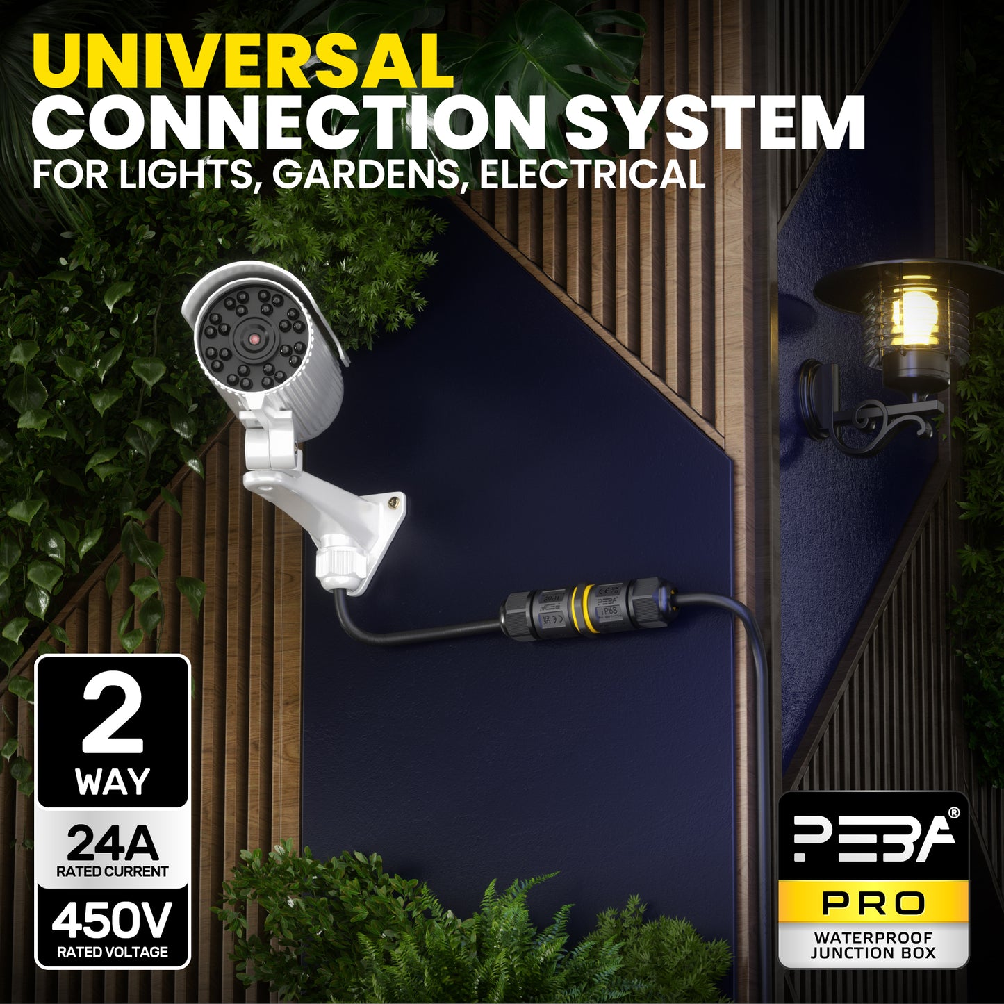 PEBA® Kabelverbinder Wasserdicht IP68 Verbindungsbox Verbindungsmuffe 3-polig für Ø4-12mm Kabeldurchmesser, Verteilerdose außen, 3-Leiter, Verbindungsklemme mit Hebel für Outdoor, Abzweigdose