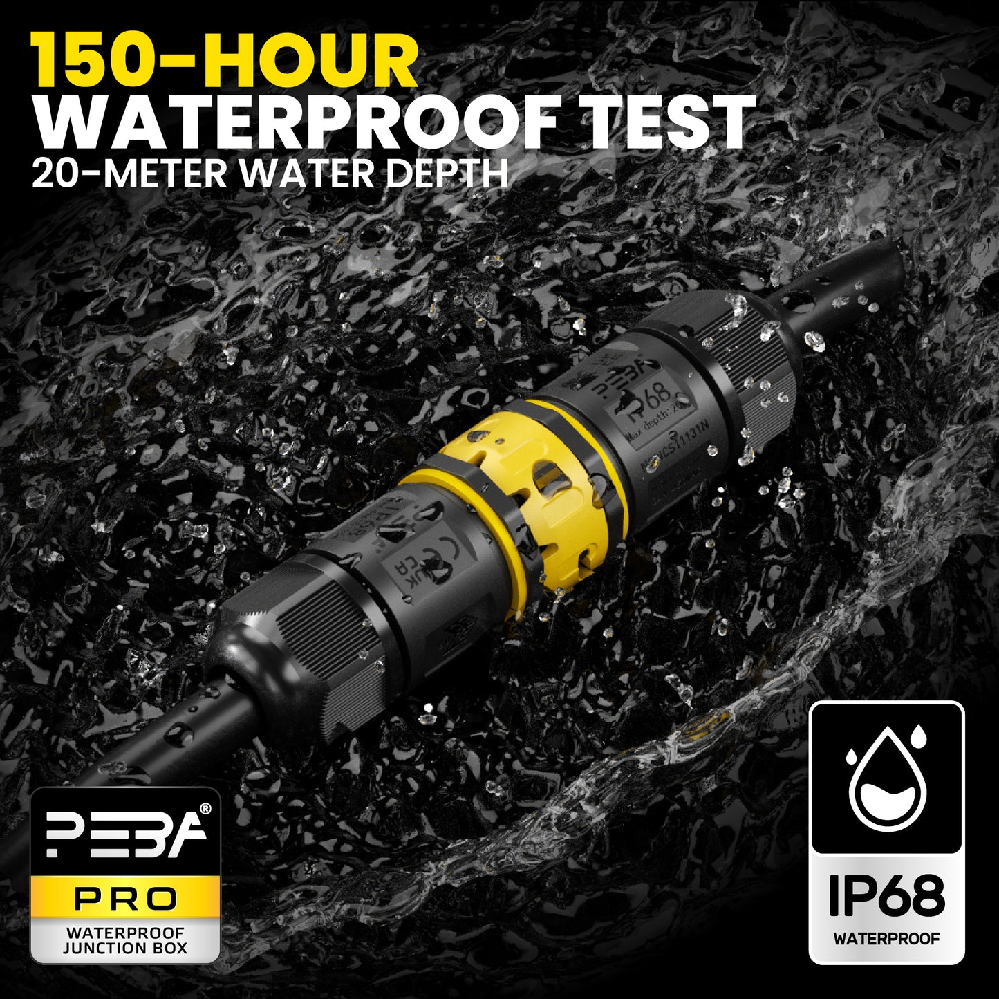 PEBA Kabelverbinder Wasserdicht 3 polig IP68 Steckbarer Wasserdichte Kabelverbinder, Kabelschnellverbinder mit Stecker und Buchse für 4-12mm, Verbindungsklemme mit Hebel, Schwarz