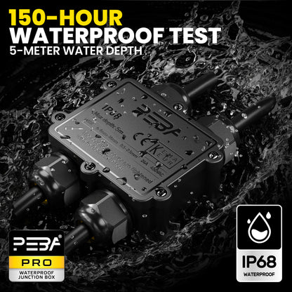 PEBA® Abzweigdose IP68 Wasserdicht Kabelverbinder Aussen 4-Wege-Verbindungsdose Erdkabel Schwarz Elektrischer Außenverteilerdose,Kabelverschraubung für Ø 4mm-14mm 4 Stück