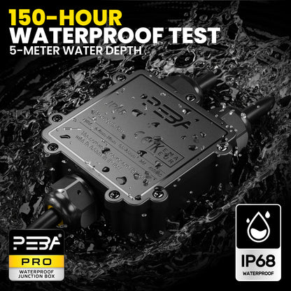 PEBA® IP68 Wasserdichte Kabelanschlussdose, 3-Wege Outdoor Kabelverbinder, Kabelverbinder, Wasserdichte Kabelanschlussdose, Anschlussdosen, Kabelboxen, Kabelverbindung für Ø4-14mm Kabeldurchmesser,Schwarz