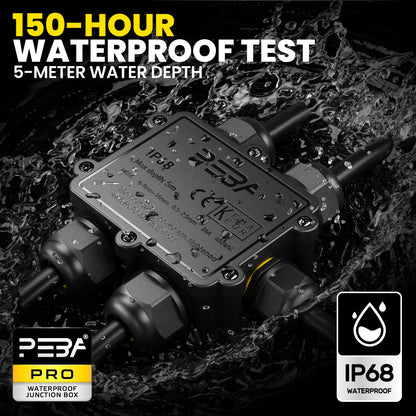 PEBA® Abzweigdose IP68, Erdkabel Klemmdose Verbindungsdose, 5 Wege Junction Box, Klemmkasten, Wasserdichte Kabelverbinder,Aufputz Verteilerdose Außen Wasserdicht,für 4-14mm Kabel,Abzweigkasten schwarz