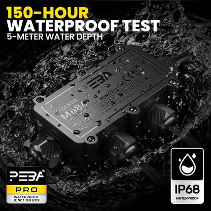PEBA® Wasserdicht Abzweigdose Erdkabel Kabelverbinder IP68 Verteilerdose steckdose aussen verteiler Ø4mm-8mm und Ø8mm-12mm kabel für außen garten outdoor wasserdichte verbinder box 4-Wege Schwarz
