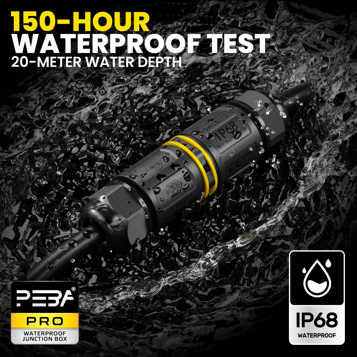 PEBA® Kabelverbinder Wasserdicht IP68 Verbindungsbox Verbindungsmuffe 5-polig für Ø4-14mm Kabeldurchmesser, Verteilerdose außen, 5-Leiter, Verbindungsklemme mit Hebel für Outdoor, Abzweigdose