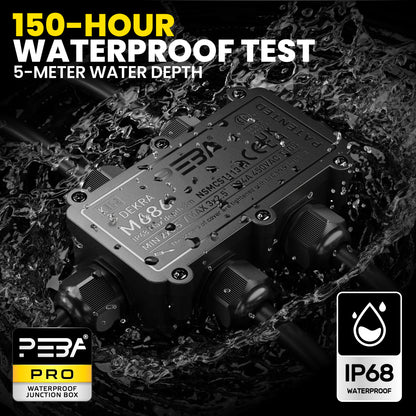 PEBA® Abzweigdose,Erdkabel Klemmdose Verbindungsdose, 5 Wege Junction Box, IP68 Wasserdichte Verteilerdose, Kabelverbinder Aussen, Elektrischer Außenverteilerdose, Kabeldurchmesser Ø 4mm-12mm, schwarz