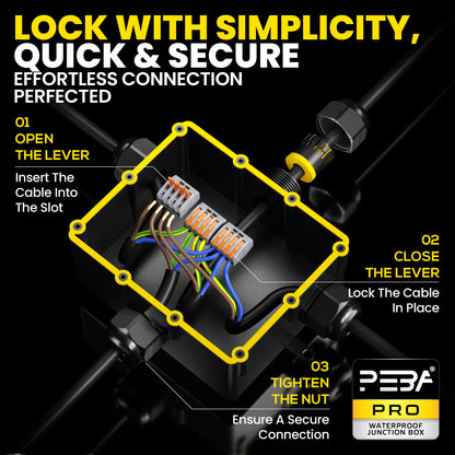 PEBA® Wasserdicht Abzweigdose Erdkabel Kabelverbinder IP68 Verteilerdose steckdose aussen verteiler Ø4mm-14mm kabel für garten outdoor verbinder box 4-Wege Schwarz