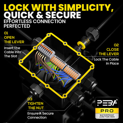 PEBA® Wasserdicht Abzweigdose Erdkabel Kabelverbinder IP68 Verteilerdose steckdose aussen verteiler Ø4mm-14mm kabel für garten outdoor verbinder box 6-Wege Schwarz