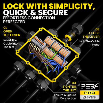 PEBA® Wasserdicht Abzweigdose Erdkabel Kabelverbinder IP68 Verteilerdose steckdose aussen verteiler Ø4mm-14mm kabel für garten outdoor verbinder box 10-Wege Schwarz