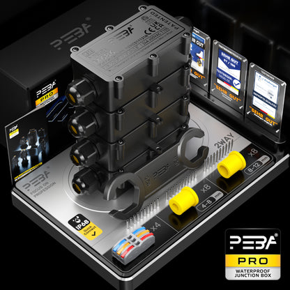 PEBA® Abzweigdose,Erdkabel Klemmdose Verbindungsdose, 2 Wege Junction Box, IP68 Wasserdichte Verteilerdose, Kabelverbinder Aussen, Elektrischer Außenverteilerdose, Kabeldurchmesser Ø 4mm-12mm, schwarz(4 Stück)