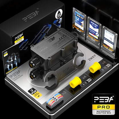 PEBA® Abzweigdose,Erdkabel Klemmdose Verbindungsdose, 2 Wege Junction Box, IP68 Wasserdichte Verteilerdose, Kabelverbinder Aussen, Elektrischer Außenverteilerdose, Kabeldurchmesser Ø 4mm-12mm, schwarz(2 Stück)