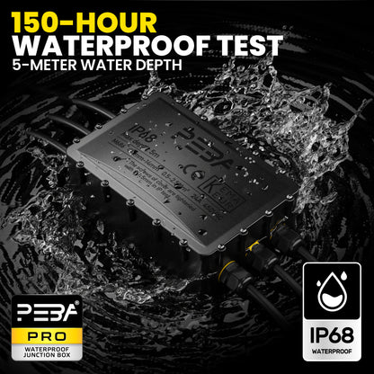 PEBA® Wasserdicht Abzweigdose Erdkabel Kabelverbinder IP68 Verteilerdose steckdose aussen verteiler Ø4mm-14mm kabel für garten outdoor verbinder box 6-Wege Schwarz