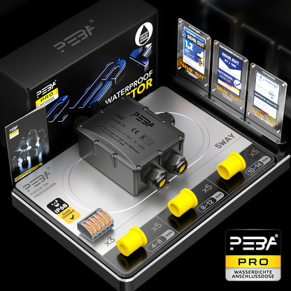 PEBA® Wasserdicht Abzweigdose Erdkabel Kabelverbinder IP68 Verteilerdose steckdose aussen verteiler Ø4mm-14mm kabel für garten outdoor verbinder box 5-Wege Schwarz