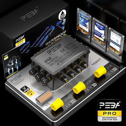 PEBA® Wasserdicht Abzweigdose Erdkabel Kabelverbinder IP68 Verteilerdose steckdose aussen verteiler Ø4mm-14mm kabel für garten outdoor verbinder box 14-Wege Schwarz