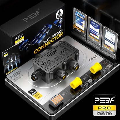 PEBA® Abzweigdose,Erdkabel Klemmdose Verbindungsdose, 5 Wege Junction Box, IP68 Wasserdichte Verteilerdose, Kabelverbinder Aussen, Elektrischer Außenverteilerdose, Kabeldurchmesser Ø 4mm-12mm, schwarz