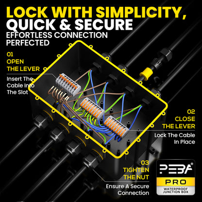 PEBA® Wasserdicht Abzweigdose Erdkabel Kabelverbinder IP68 Verteilerdose steckdose aussen verteiler Ø4mm-14mm kabel für garten outdoor verbinder box 8-Wege Schwarz