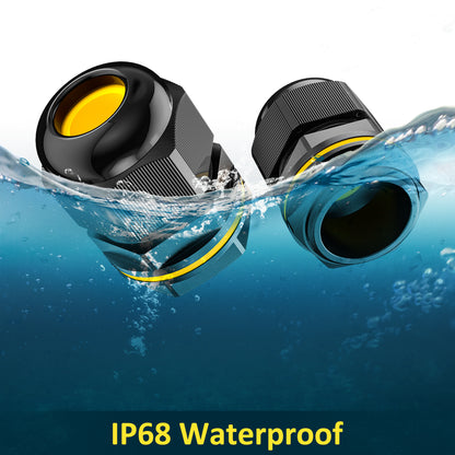 Presse-étoupe PEBA® M25 x 1,5, presse-étoupes étanches IP68 noirs PG19 avec contre-écrou en plastique, connecteur de câble réglable pour 4 mm-14 mm, joints de presse-étoupe 