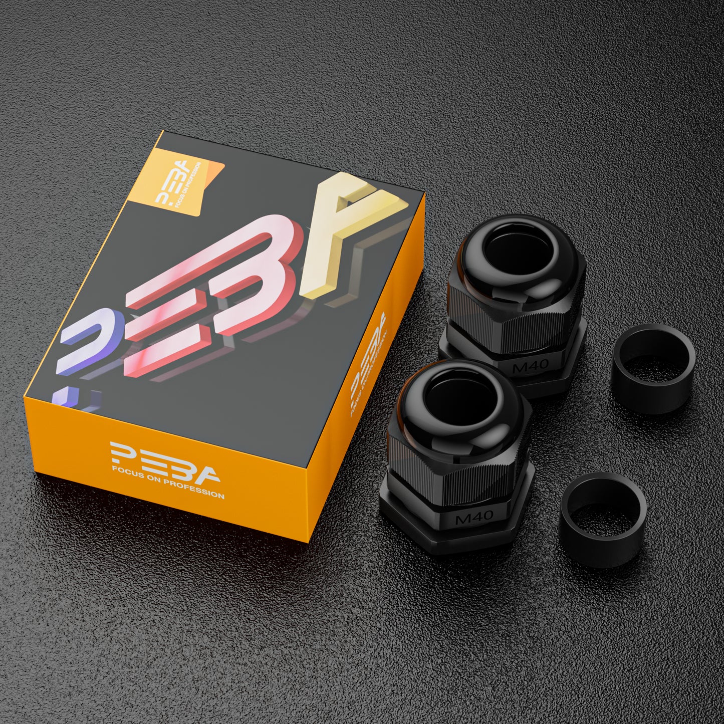 Presse-étoupe PEBA® M40 x 1,5 presse-étoupe étanche, jeu de presse-étoupes IP68 avec contre-écrou en plastique, entrée de câble réglable pour 22-32 mm, presse-étoupe en caoutchouc noir 